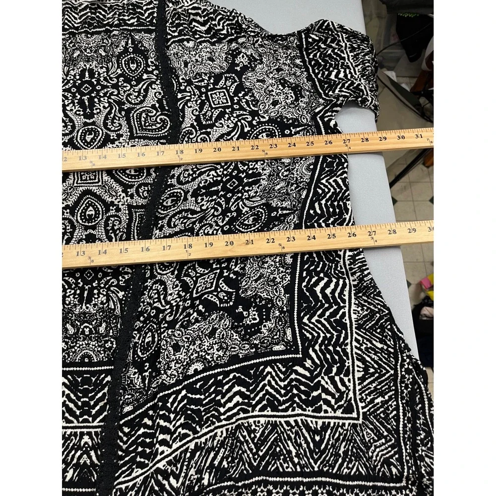 Bila Women Black White Paisley Geometric Open Front Kimono Cardigan‎ SX697 ML